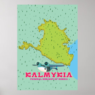 Poster Mapa da Rússia Kalmykia