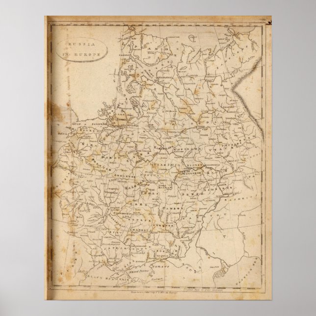 Póster Mapa da Rússia na Europa por Arrowsmith (Frente)