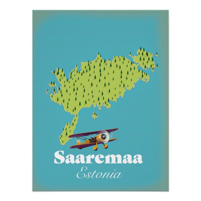 Póster Mapa da Saaremaa Estônia (Frente)