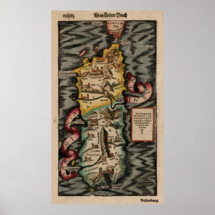 Póster Mapa da Sardenha Itália (século XVI)