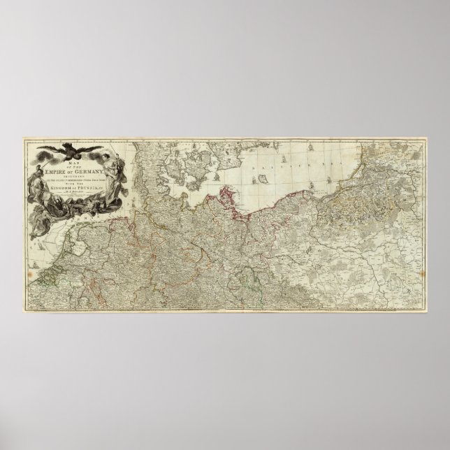 Póster Mapa da seção de Nortes do Império da Alemanha (Frente)