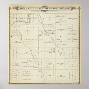 Póster Mapa da seção de T22S R23E Tulare County