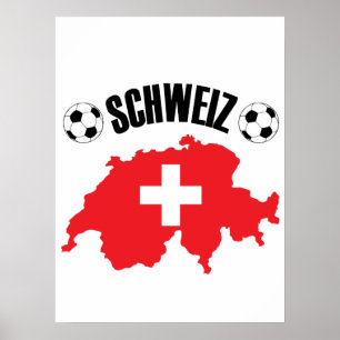 Poster Mapa da Suiça do Futebol Schweiz