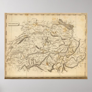 Poster Mapa da suiça por Arrowsmith