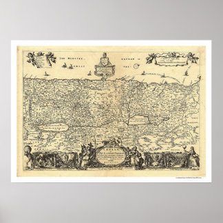 Póster Mapa da Terra da Promessa de Canã por Moxon 1680