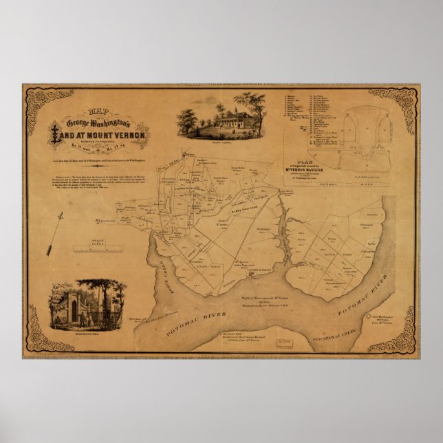 Póster Mapa da Terra de Washington em 1859 no Monte Verno (Frente)