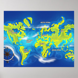 Poster Mapa da Terra Inundada