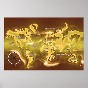 Poster Mapa da Terra Inundada