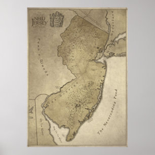 Poster Mapa da terra Mythical de New-jersey