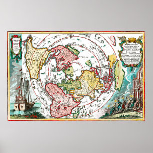 Póster Mapa da Terra Plana da Magellan Journey
