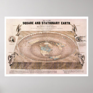 Póster Mapa da Terra Plana "Quadrado e Papel de carta"