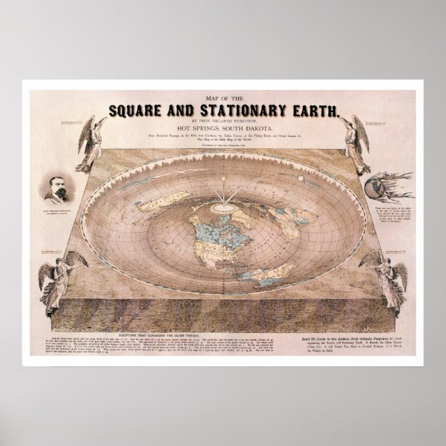 Póster Mapa da Terra Plana "Quadrado e Papel de carta" (Frente)