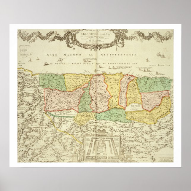 Póster Mapa da Terra Santa, pub. de Jan Barend Elwe, Ams (Frente)