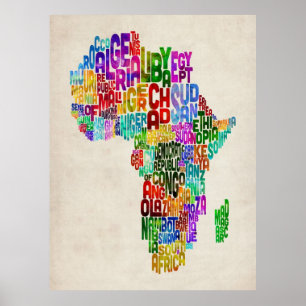 Póster Mapa da tipografia de África