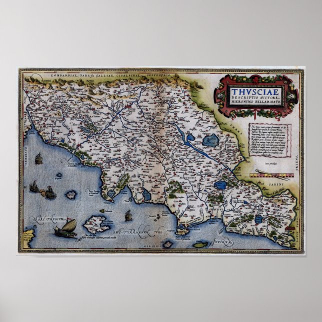 Póster Mapa Da Toscana Do Século Xxi (Frente)