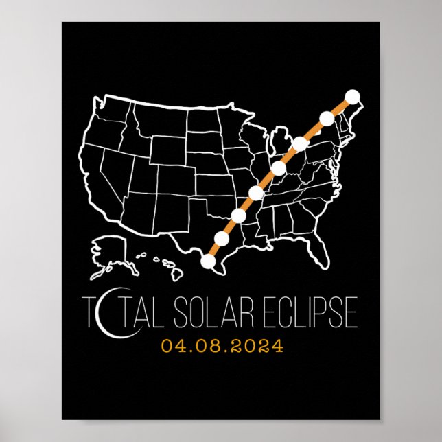Poster Mapa Da Totalidade Dos Eua Da Camisa Solar 2024 (Frente)