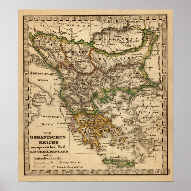 Poster Mapa da Turquia e da Grécia (Frente)