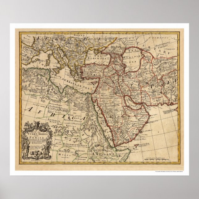 Poster Mapa da Turquia na Arábia Saudita - 1721 (Frente)