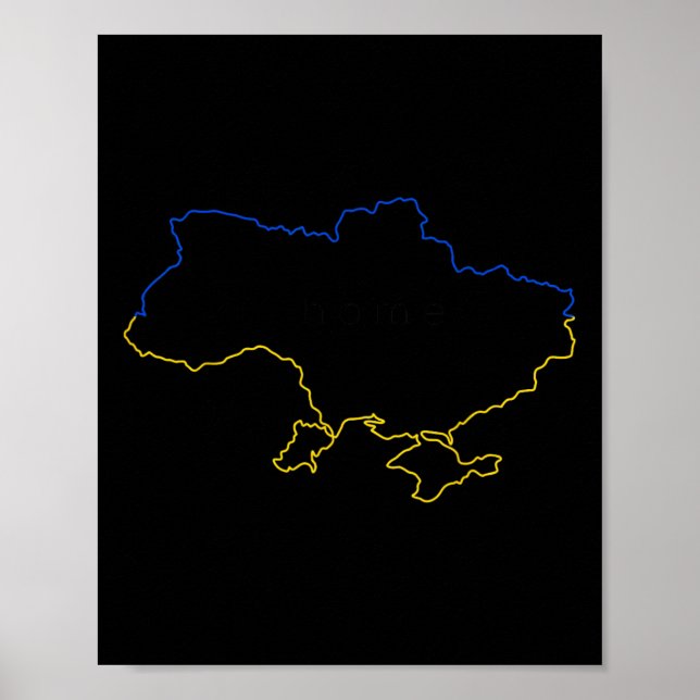 Poster Mapa da Ucrânia com cores azul e amarelo Ucrânia (Frente)