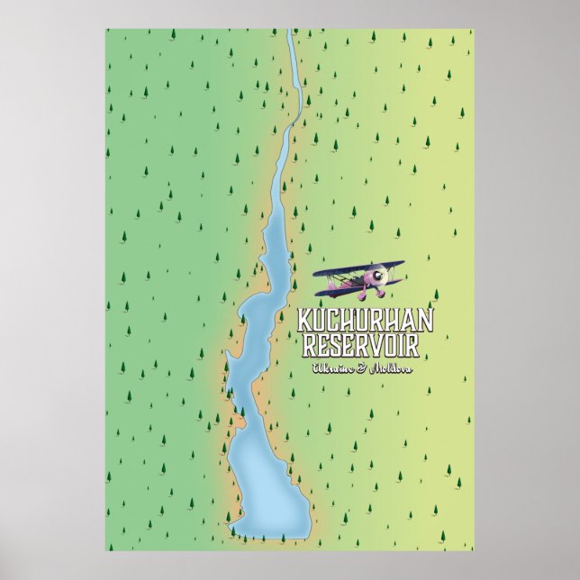 Poster Mapa da Ucrânia e da Moldávia da barragem de Kuchu (Frente)