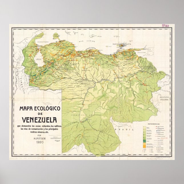 Poster Mapa da Venezuela (1920) (Frente)