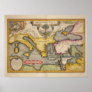 Poster Mapa da Viagem dos Argonautas