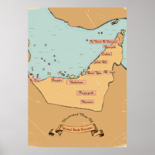 Poster Mapa da Viagens vintage do Bahrein