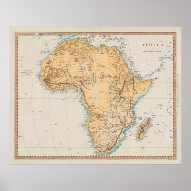 Poster Mapa da Vintage Africa (1830) (Frente)