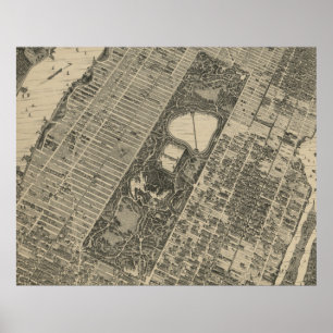 Poster Mapa da Vintage Central Park NYC (1879)