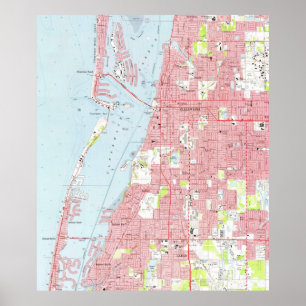 Póster Mapa da Vintage da Clearwater Florida (1974)