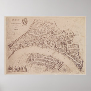 Poster Mapa da Vintage da Suiça de Basileia (1873)