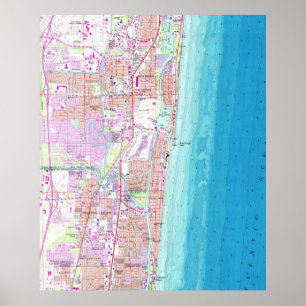 Póster Mapa da Vintage de Boca Raton na Flórida (1962)