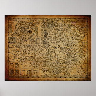 Póster Mapa da Vintage de Somerset Wessex England UK 1610