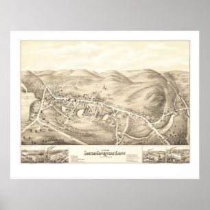 Póster Mapa da Vintage de South Coventry, CT de 1878