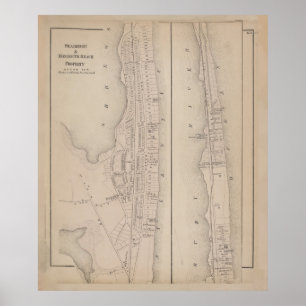 Poster Mapa da Vintage do Sea bright & Monmouth NJ (1873)