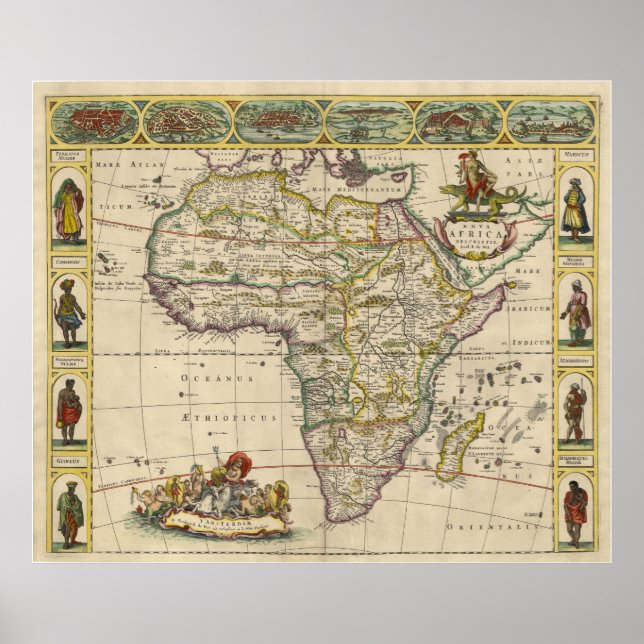 Poster Mapa da Vintage em África (1660) (Frente)