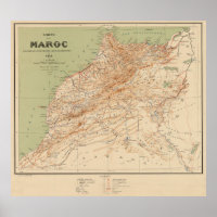 Mapa da Vintage em Marrocos (1912)