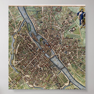 Poster Mapa da Vintage em Paris