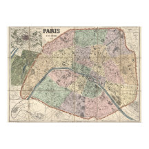 Mapa da Vintage em Paris (1878)
