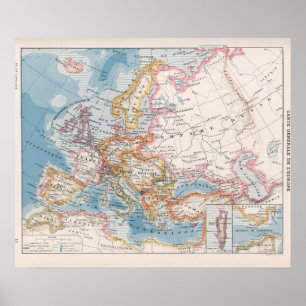 Poster Mapa da Vintage Europa