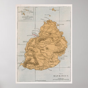 Poster Mapa da Vintage Maurícia (1862)