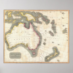 Póster Mapa da Vintage na Austrália (1814)
