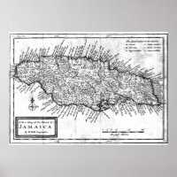 Mapa da Vintage na Jamaica (1771) BW