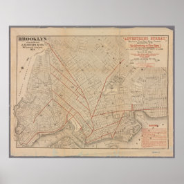 Poster Mapa da Vintage no Brooklyn