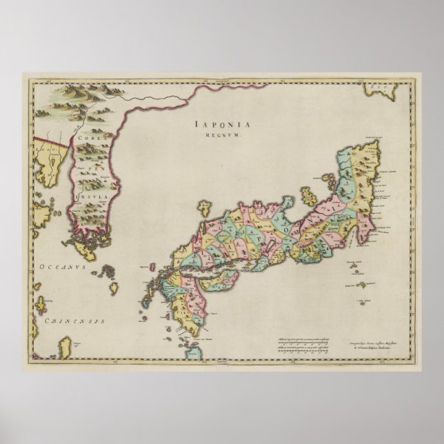 Poster Mapa da Vintage no Japão (1665) (Frente)