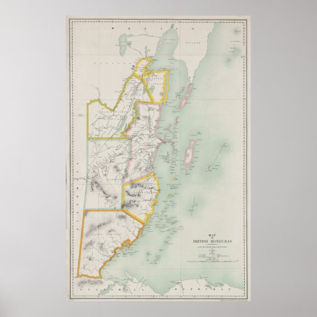 Poster Mapa da Vintagem de Belize (1921) (Frente)