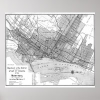 Mapa da Vintagem de Montreal (1906) BW