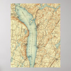 Póster Mapa da Vintagem de Tarrytown NY e do Rio Hudson