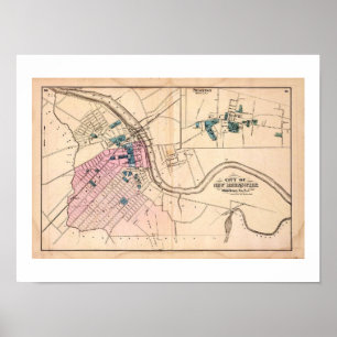 Póster Mapa da Vintagem REPRO 1872 New Brunswick, Princet