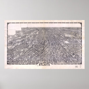 Póster Mapa da vista aérea de Atlanta Geórgia (1919)